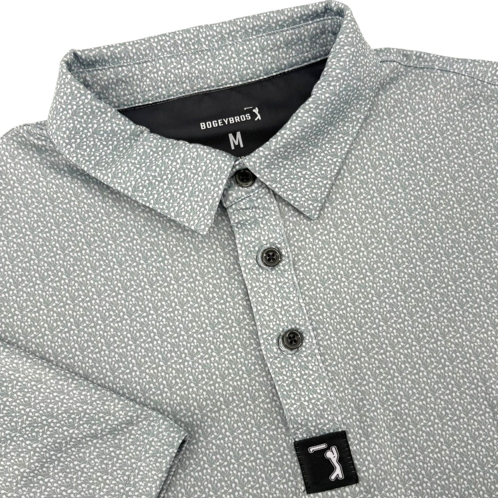 Bogey Bros Mens Swimmers Print Golf Polo Shirt Grey White Performance Size M